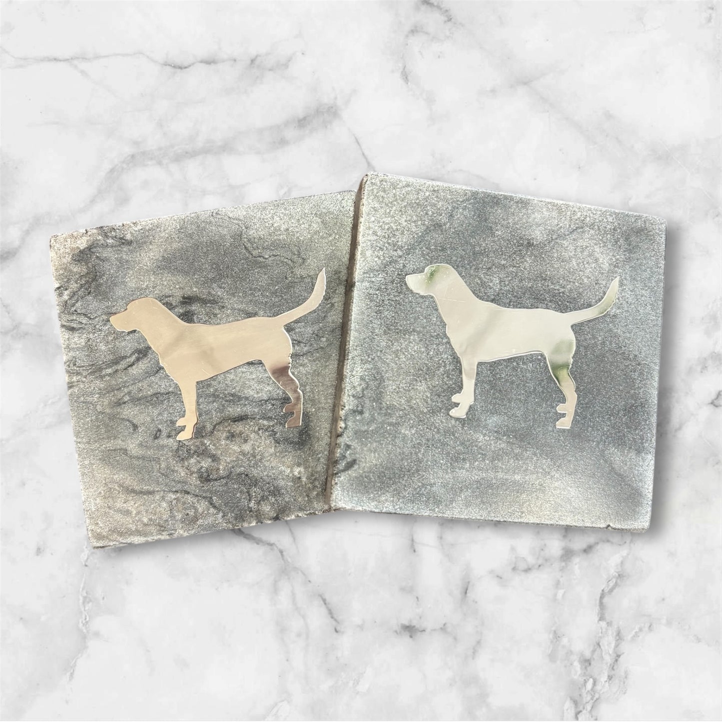 Marble Coasters with Dog Inlay