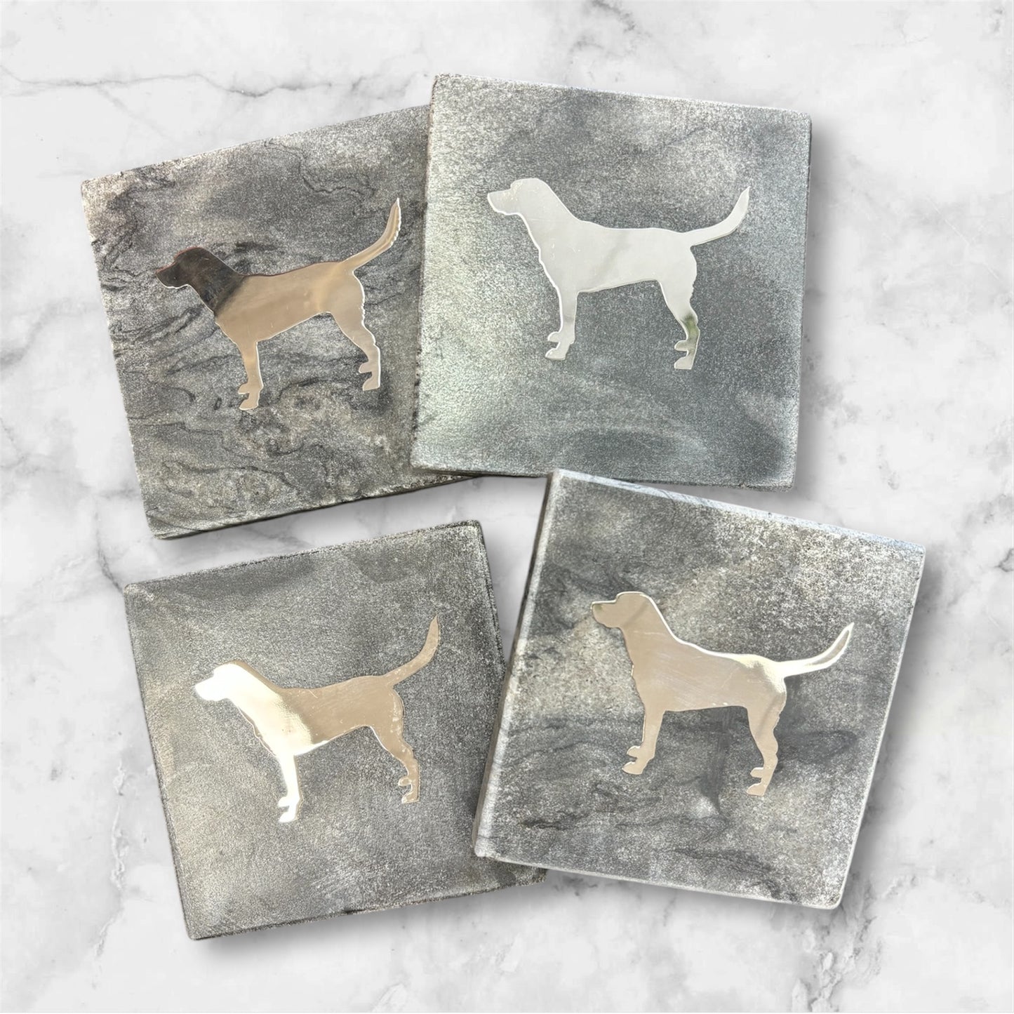 Marble Coasters with Dog Inlay