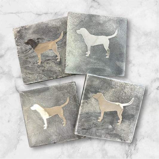 Marble Coasters with Dog Inlay