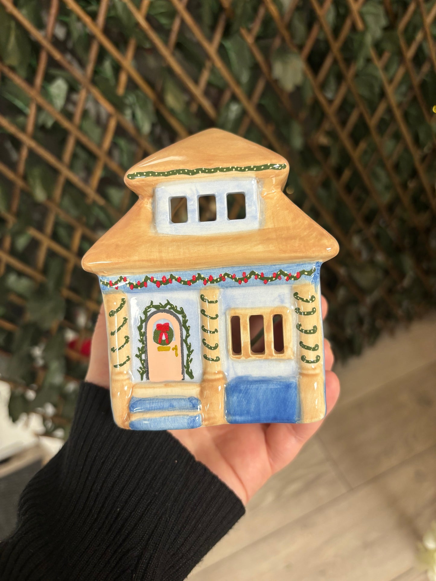 Blue House Tealight Holder