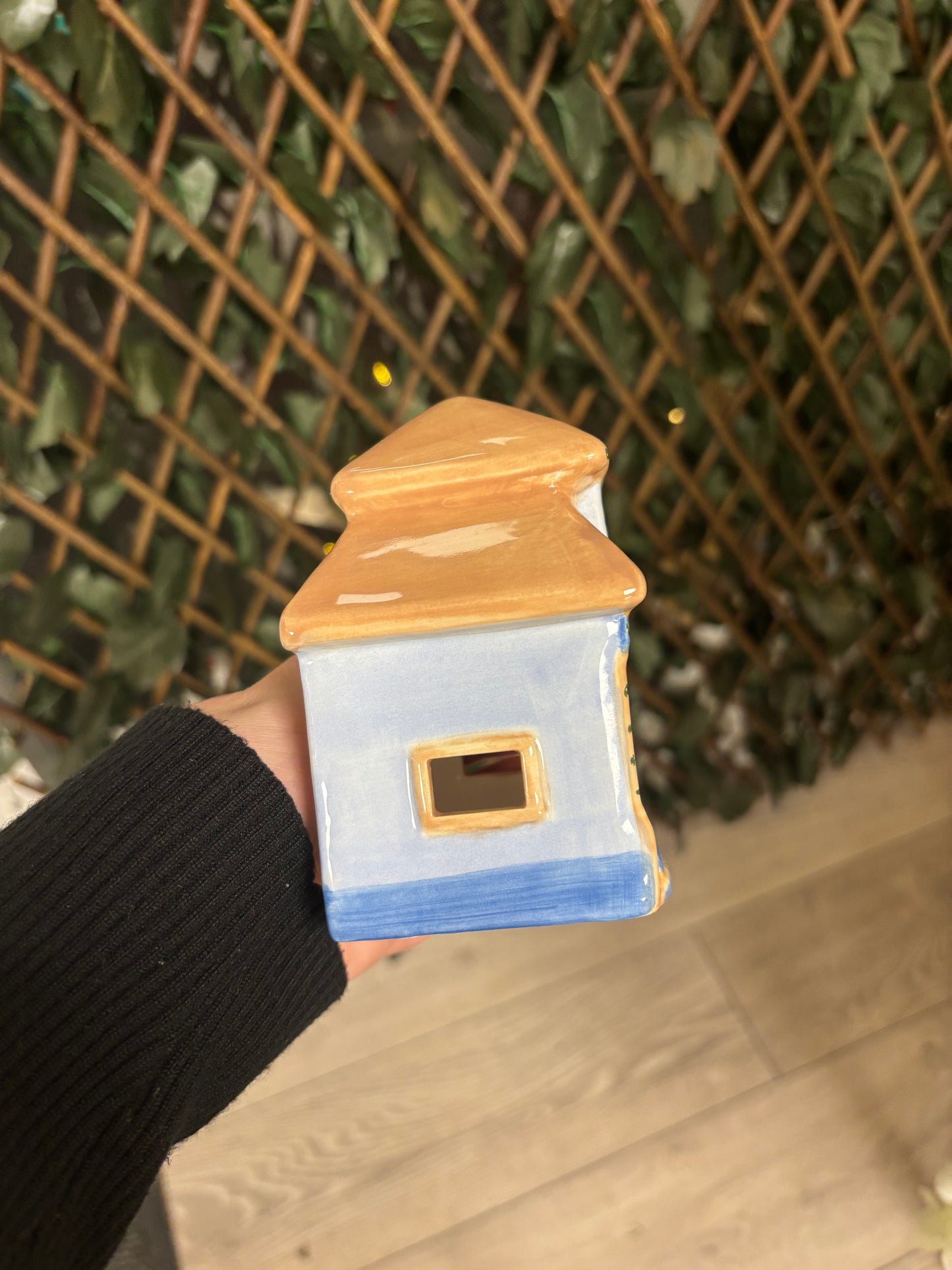 Blue House Tealight Holder