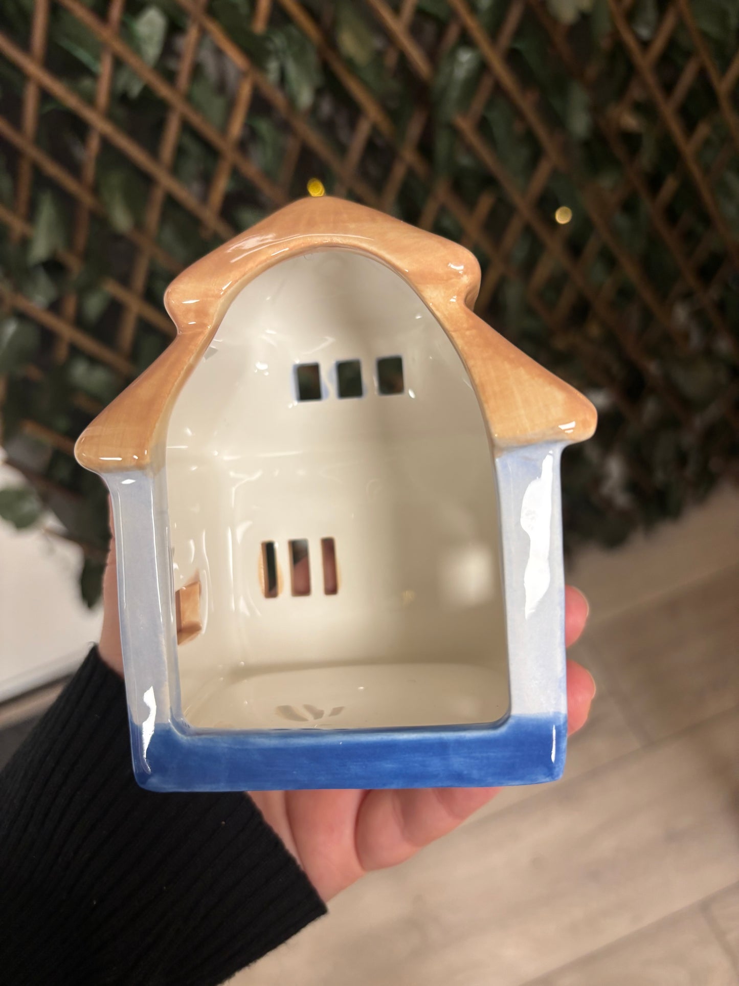 Blue House Tealight Holder